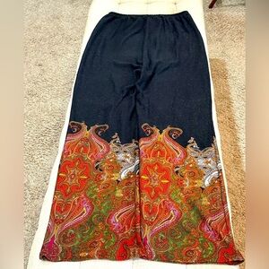 Sunny Taylor Women’s Pants (Size Large) - Black with Paisley Detail - EUC